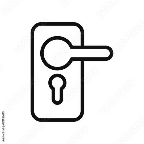 Door handle icon flat line symbol set.