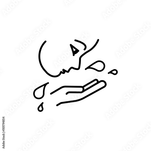 Face washing icon flat line symbol set.