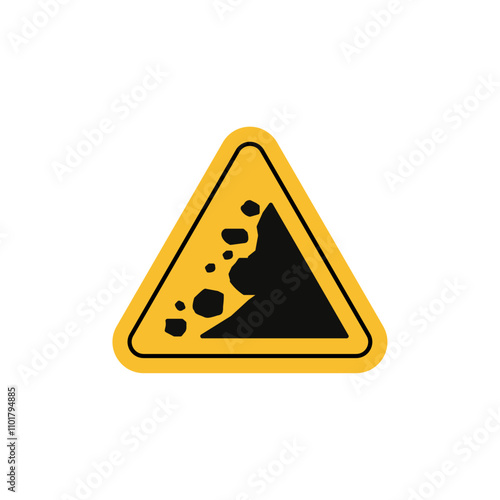 Falling rocks or debris warning road sign flat line symbol set.