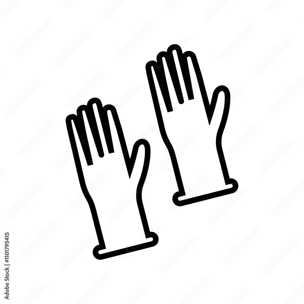 Fototapeta premium Gloves icon flat line symbol set.