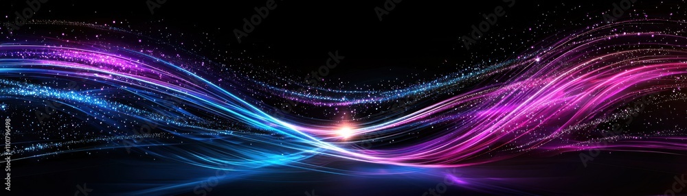Dynamic light waves abstract art digital display dark background vibrant colors visual concept Dynamic light waves abstract art digital display dark background vibrant colors visual concept