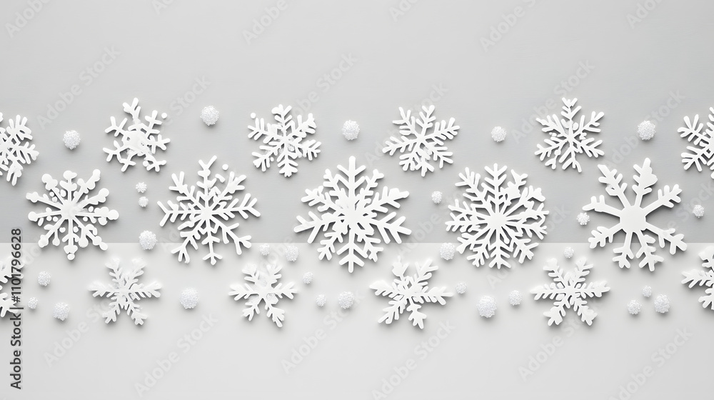 Elegant Snowflake Seamless Border for Christmas and New Year Celebrations. Elegant Snowflake Seamless Border for Christmas and New Year Celebrations.