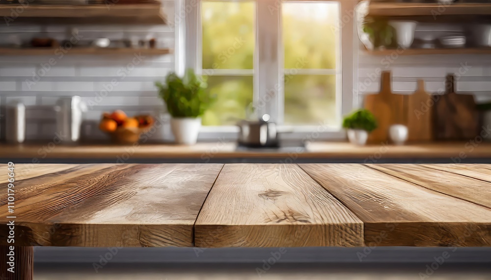 Beautiful wooden table on a softly blurred kitchen background, ideal for showcasing products, food photography, or creating a cozy culinary atmosphere in modern kitchen designs. Beautiful wooden table on a softly blurred kitchen background, ideal for showcasing products, food photography, or creating a cozy culinary atmosphere in modern kitchen designs.