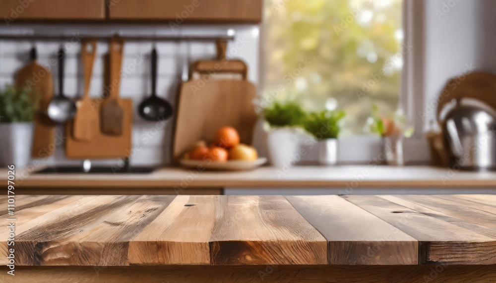 Rustic Wooden Table on a Softly Blurred Kitchen Bench Background – Perfect for Design Mockups, Product Displays, or Culinary Settings with a Warm, Natural Aesthetic Appeal ( characters) Rustic Wooden Table on a Softly Blurred Kitchen Bench Background – Perfect for Design Mockups, Product Displays, or Culinary Settings with a Warm, Natural Aesthetic Appeal ( characters)