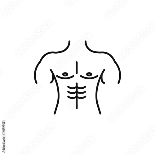 Male torso icon flat line symbol set.