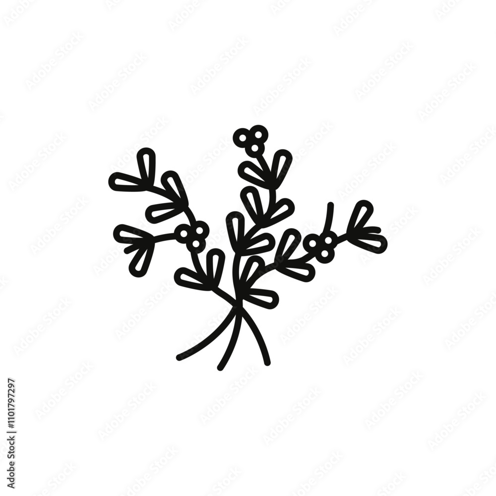 Mistletoe icon flat line symbol set. Mistletoe icon flat line symbol set.