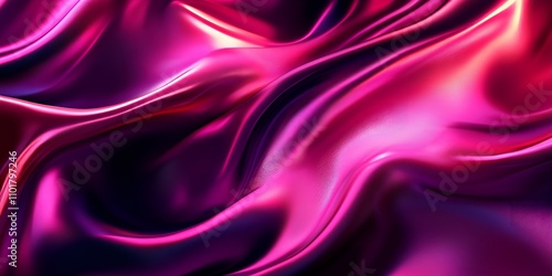 Luxurious magenta silk fabric with glossy highlights and fluid folds, creating a vibrant abstract texture