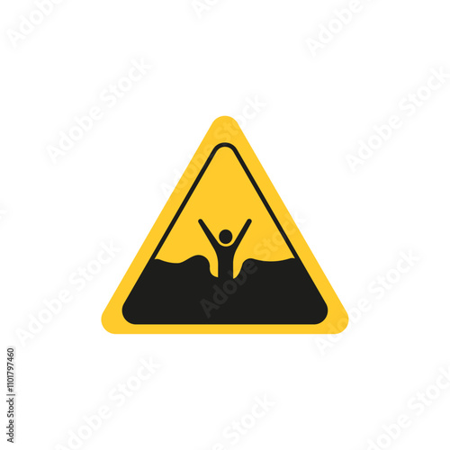 Mud warning sign flat line symbol set.