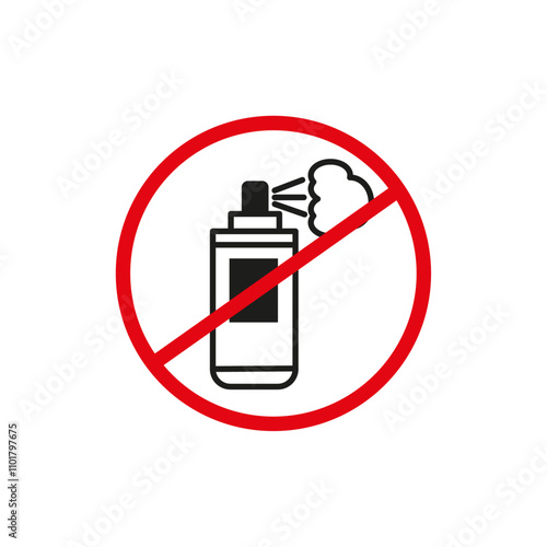 No aerosol spray sign flat line symbol set.