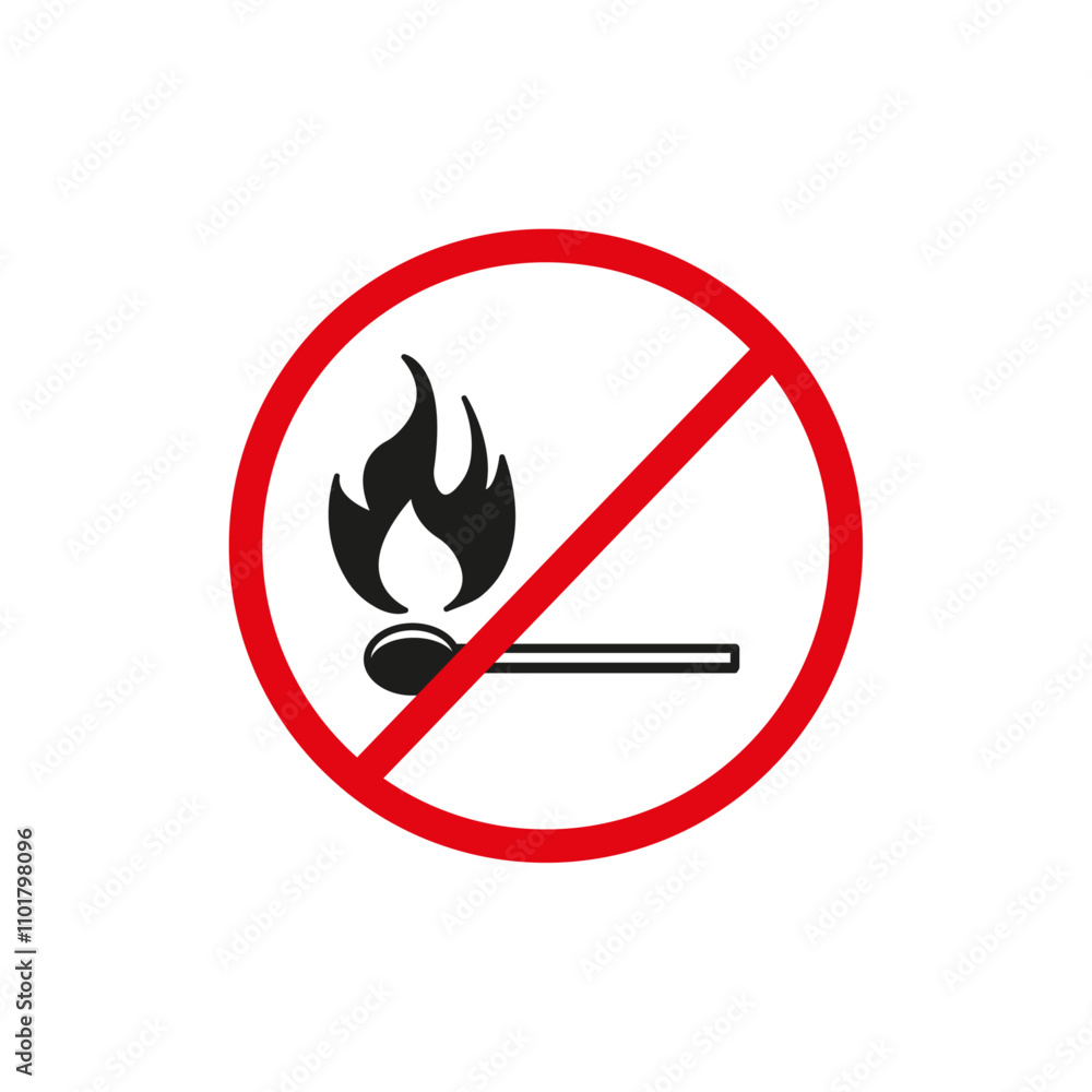 No fire sign flat line symbol set. No fire sign flat line symbol set.