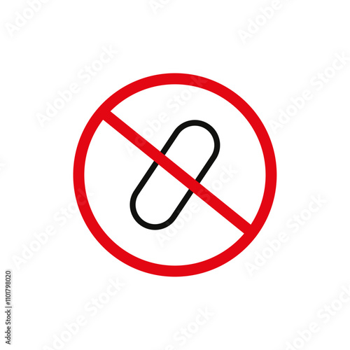 No drugs sign flat line symbol set.