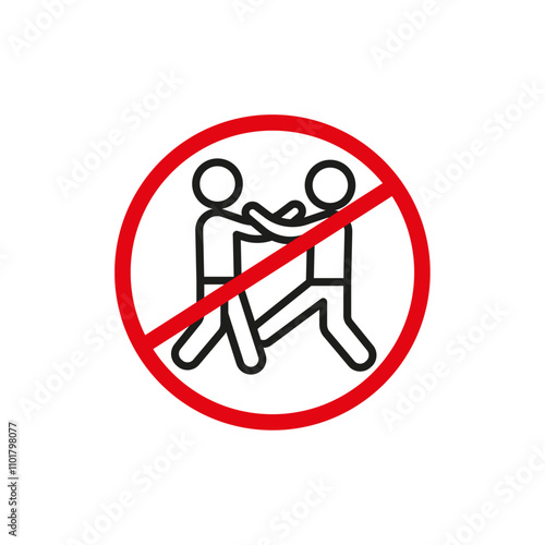 No fight sign flat line symbol set.
