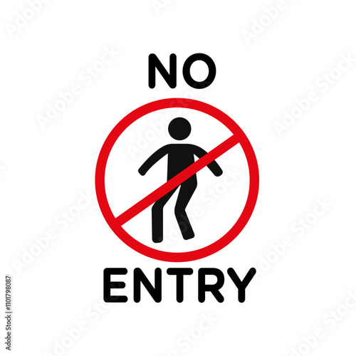No entry sign flat line symbol set.