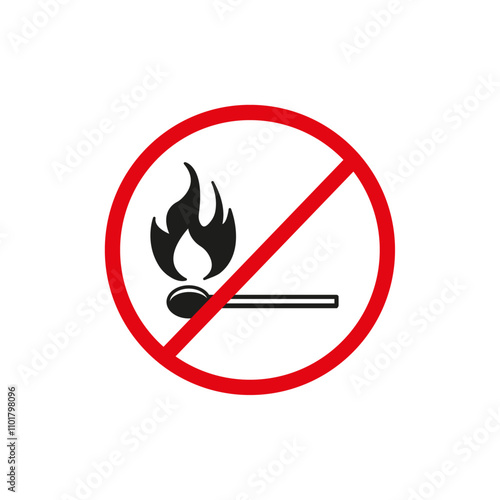 No fire sign flat line symbol set.