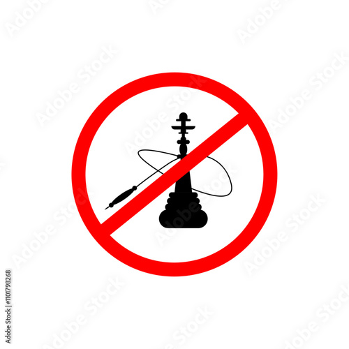 No hookah sign flat line symbol set.