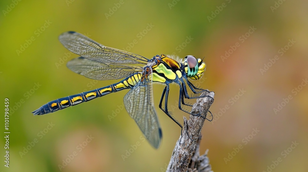 A close-up shot of a dragonfly perched on a twig, showcasing its delicate features and vibrant colors A close-up shot of a dragonfly perched on a twig, showcasing its delicate features and vibrant colors