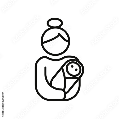 Postnatal care icon flat line symbol set.