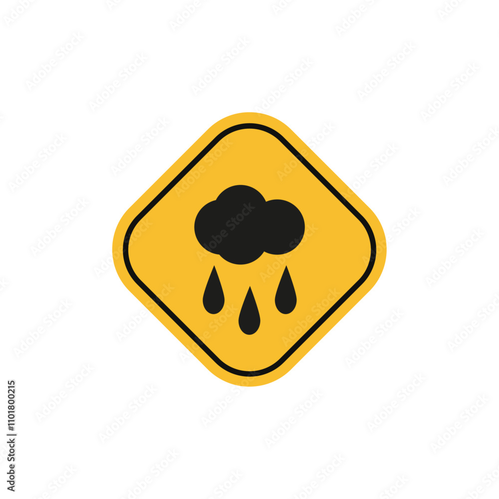 Rain warning sign flat line symbol set. Rain warning sign flat line symbol set.