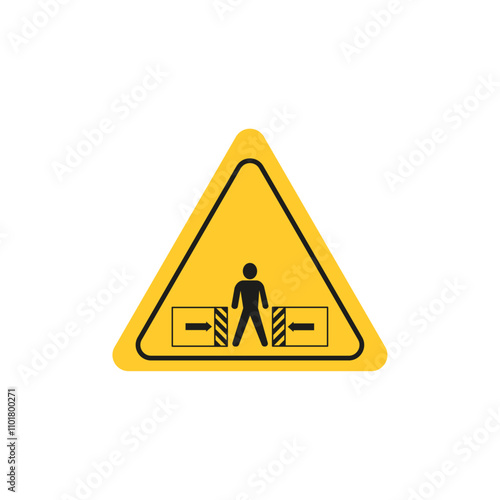 Risk of crushing warning sign flat line symbol set.