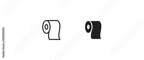 toilet tissue paper roll icon button, vector, sign, symbol, logo, illustration, editable stroke, flat design style isolated on white