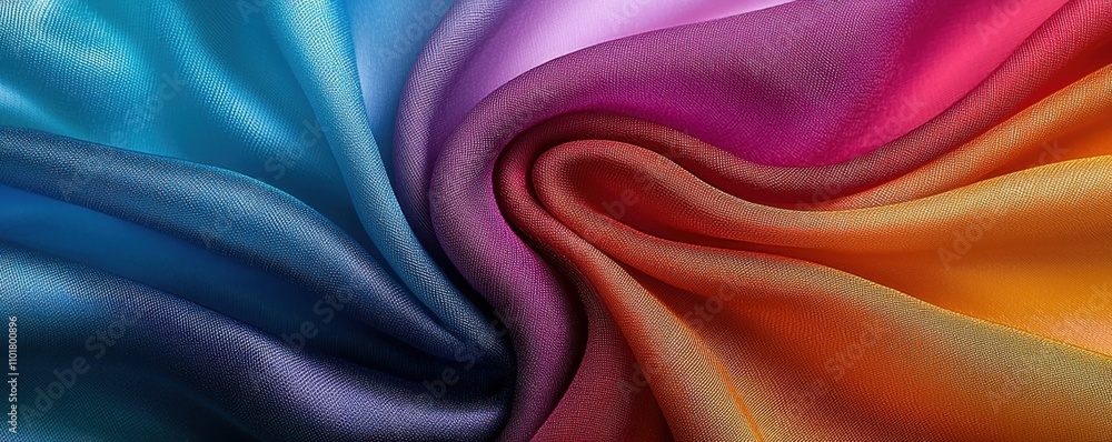 Obraz premium Colorful fabric swirls textile design studio abstract art vibrant colors close-up textile patterns
