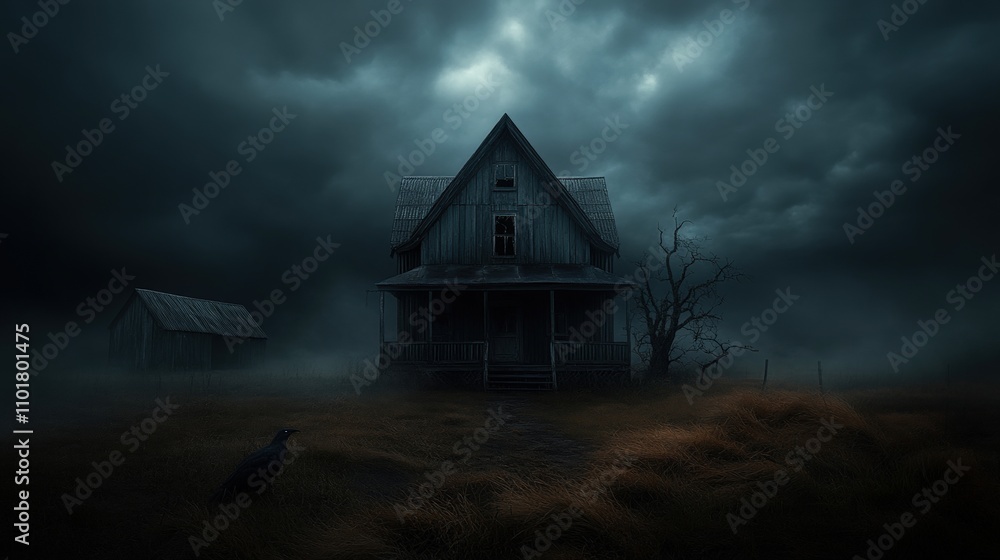 A dark, eerie house is surrounded by fog and ominous clouds, creating a mysterious atmosphere, Ideal for projects related to horror, suspense, or Halloween-themed content, A dark, eerie house is surrounded by fog and ominous clouds, creating a mysterious atmosphere, Ideal for projects related to horror, suspense, or Halloween-themed content,