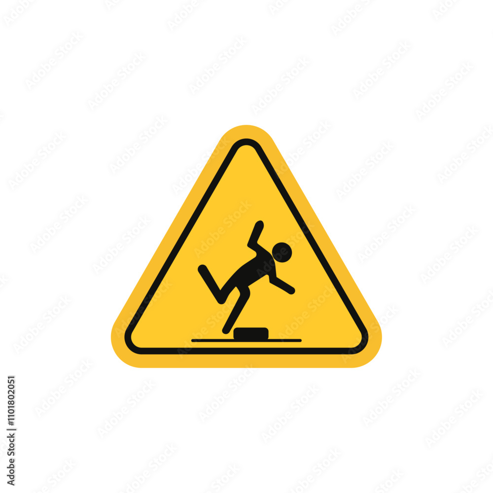 Tripping hazard warning sign flat line symbol set. Tripping hazard warning sign flat line symbol set.