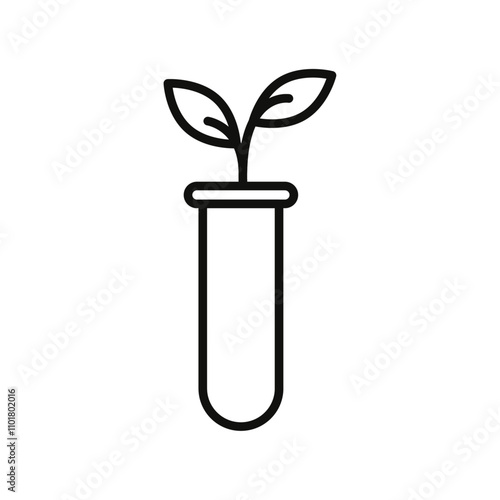 Test tube with plant icon flat line symbol set.