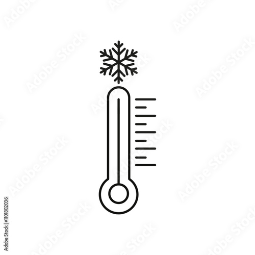 Thermometer cold icon flat line symbol set.