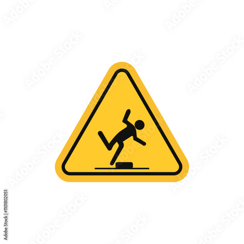 Tripping hazard warning sign flat line symbol set.