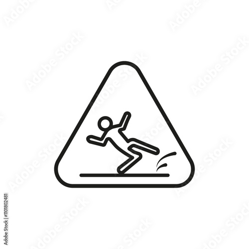 Wet Floor sign flat line symbol set.