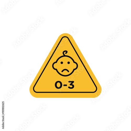 Age warning sign flat line symbol set.