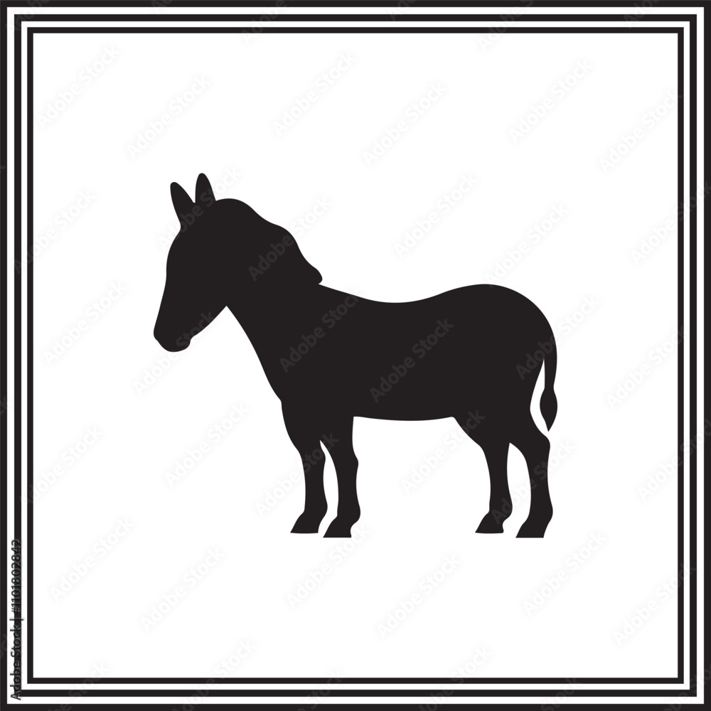 Fototapeta premium Baby donkey silhouette illustration