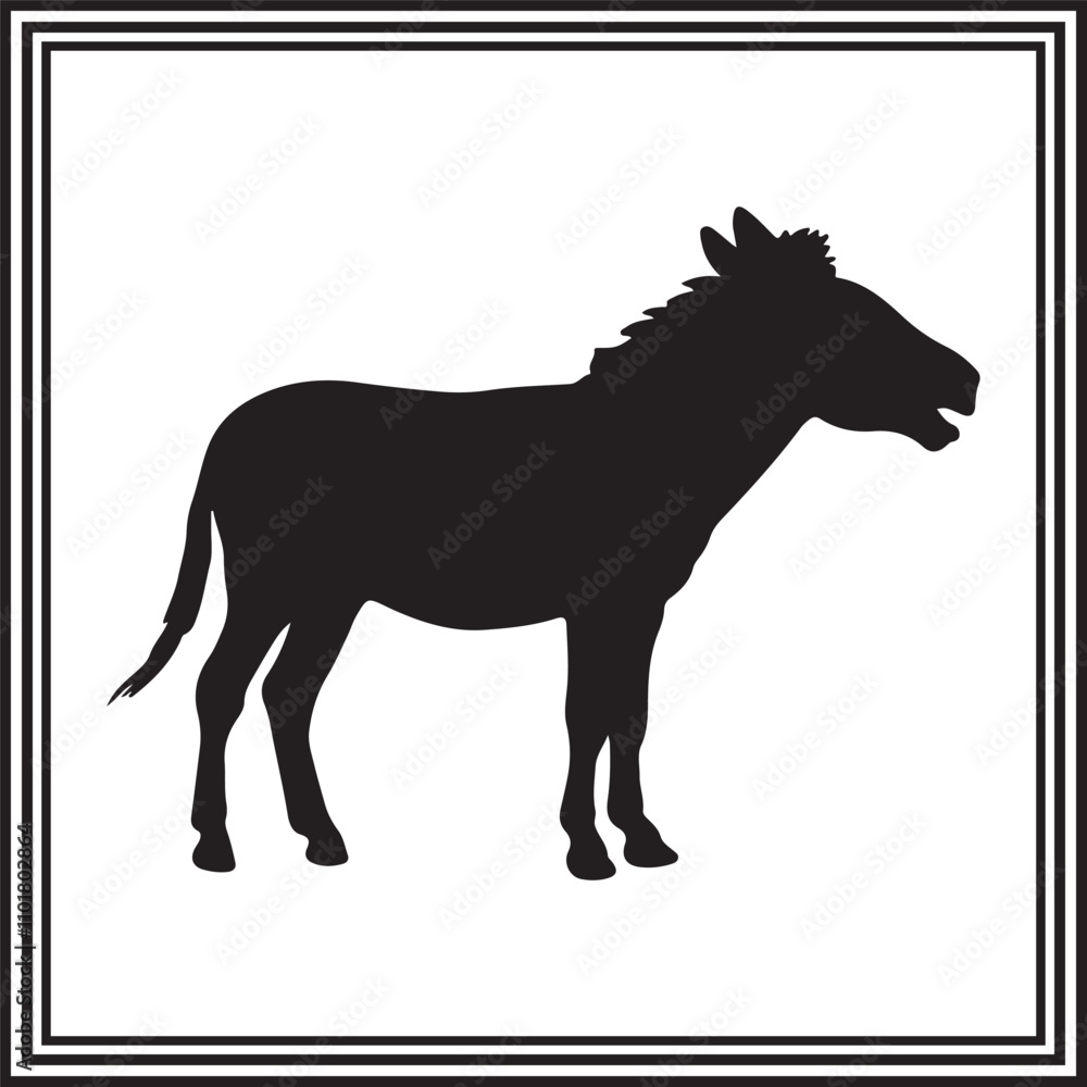 Flat vector illustration of a donkey . Flat vector illustration of a donkey .