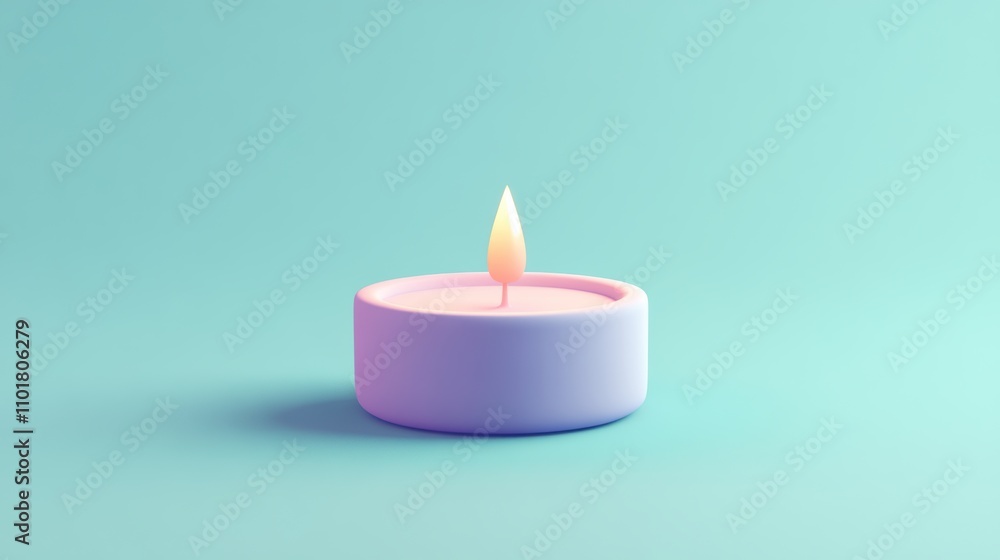 Pastel lavender candle illustration on mint background Pastel lavender candle illustration on mint background