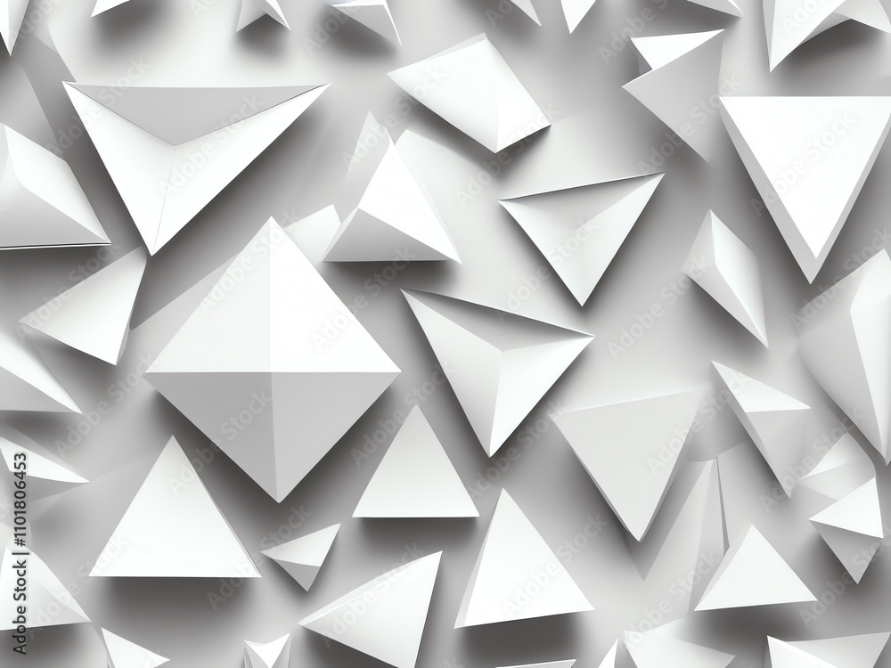 Abstract Geometric Pattern: White Triangles and Pyramids Abstract Geometric Pattern: White Triangles and Pyramids