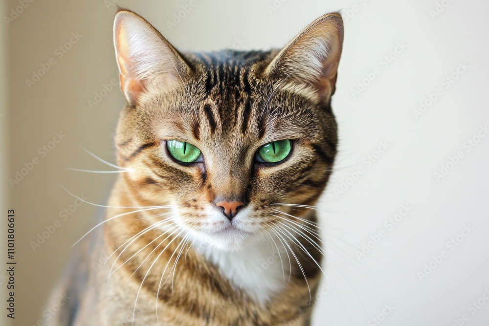 A close-up shot of a cat's face showing its bright green eyes A close-up shot of a cat's face showing its bright green eyes