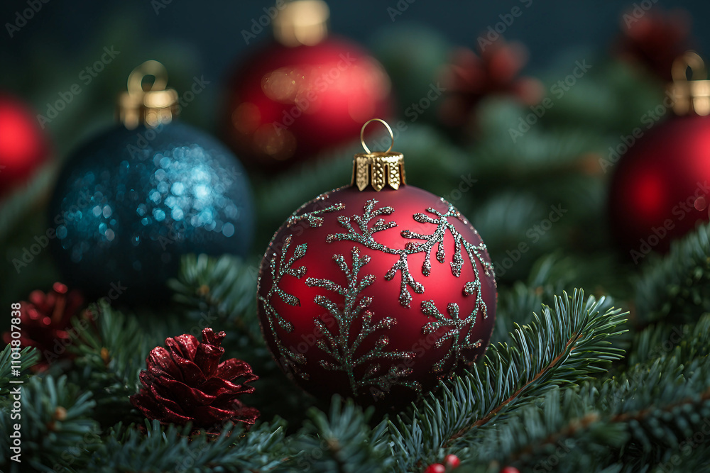 Generative AI picture photo of festive Christmas decor baubles berries pinecones decorations for holiday shopping decoration Generative AI picture photo of festive Christmas decor baubles berries pinecones decorations for holiday shopping decoration