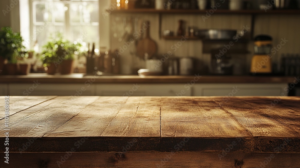 Rustic Wooden Desk Setup in Bright Kitchen Space with Cozy Ambiance Rustic Wooden Desk Setup in Bright Kitchen Space with Cozy Ambiance