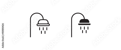 Shower icon. Bathroom icon button, vector, sign, symbol, logo, illustration, editable stroke, flat design style isolated on white