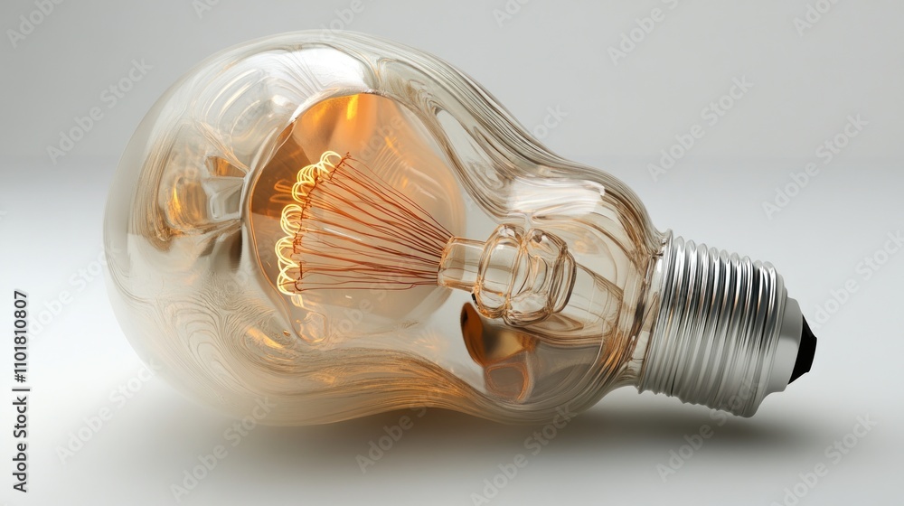 Illuminated Glass Lightbulb With Swirled Design Illuminated Glass Lightbulb With Swirled Design
