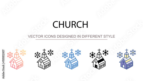 Church icon design with white background stock illustration