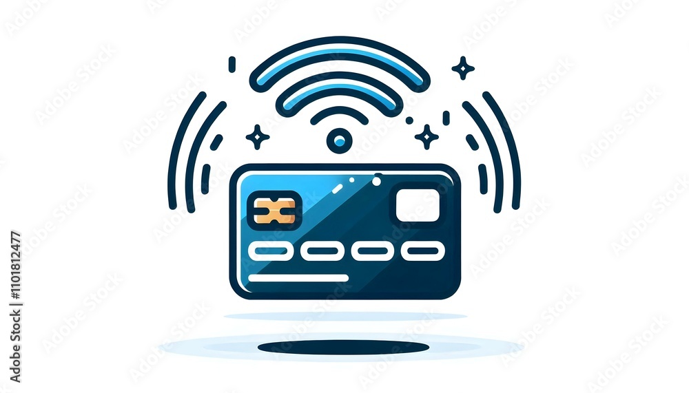 Flat Vector Credit Card Icon with Wireless Signal for Contactless Payment and Mobile Banking Infographics Flat Vector Credit Card Icon with Wireless Signal for Contactless Payment and Mobile Banking Infographics