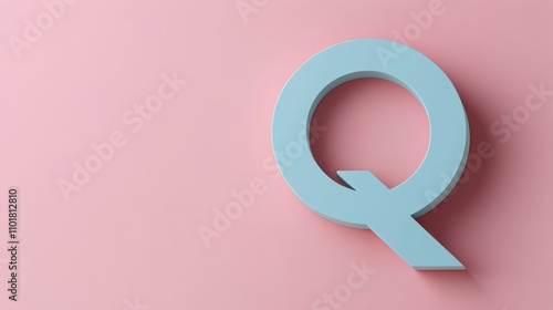 Unique pastel Q letter design on a soft pink background for creative projects