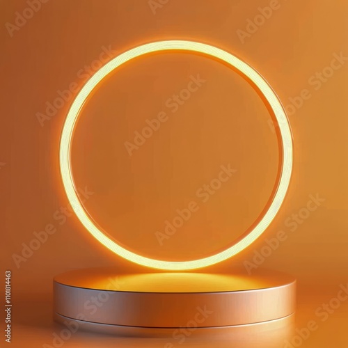 Modern circular light design on a warm orange background showcasing innovativ...