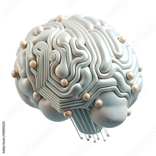 Abstract Digital Brain Circuit Lines Glossy Image AI Technology Concept with Copy Space