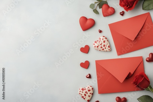 Beautiful arrangement of envelopes and roses for a heartfelt occasion