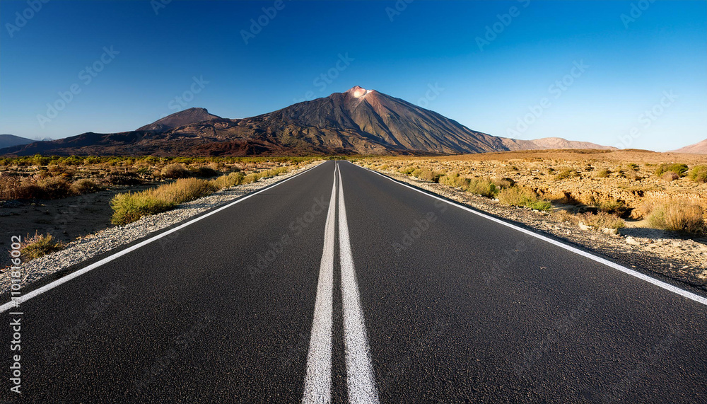 long empty road with a mountain in the background long empty road with a mountain in the background