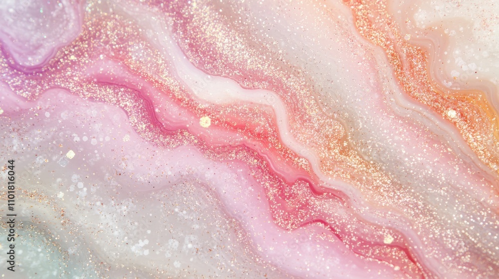 Obraz premium Pink Glitter Agate Marble Texture Abstract Swirls, Shimmering Background