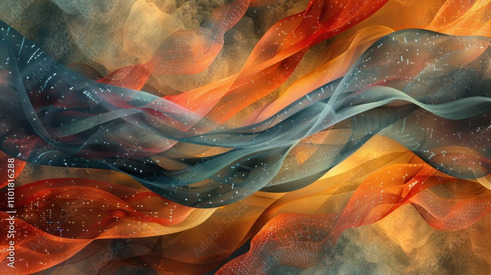 Naklejka premium Abstract swirling waves of color and light create a dynamic, fluid visual experience.